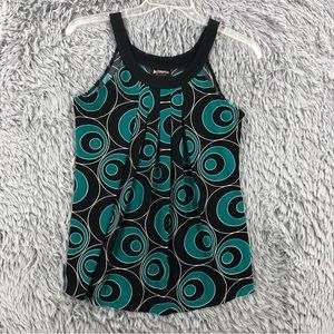 Hot Tempered Blouse Womens Medium Geometric Green Black Halter Top